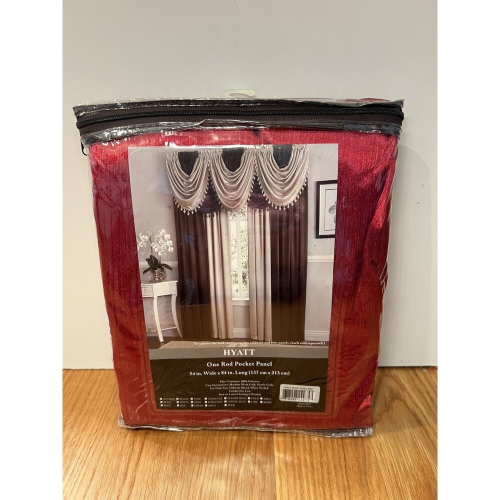 Hyatt Red Rod Pocket Curtain Panel 54x84 Inch Window Treatment Polyester New